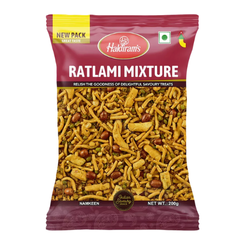 Haldiram's Ratlami Mixture / Smažená směs nudliček, ořechů a luštěnin (200g)