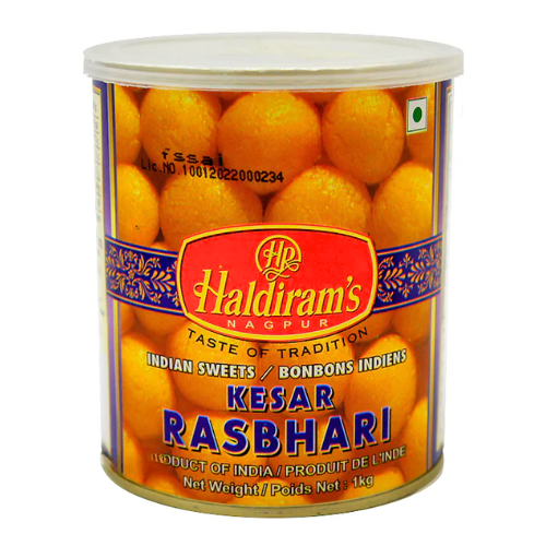 Haldiram's Kesar Rasbhari / Mléčné kuličky v sirupu (1 kg)