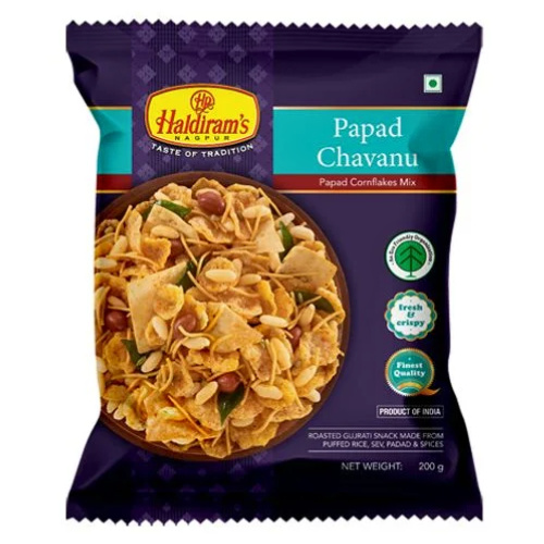 Haldiram's Papad Chavanu / Kořeněná směs s kukuřičnými lupínky (200 g)