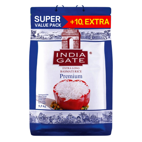 India Gate Premium Basmati Rice (5kg) + 10% Extra (Super Value Pack)