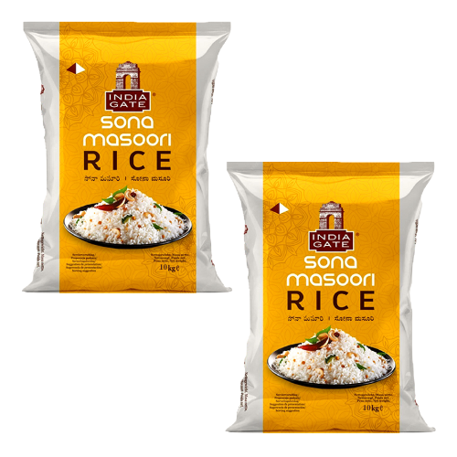 India Gate Sona Masoori Rice (Bundle of 2 x 10kg) - 20kg