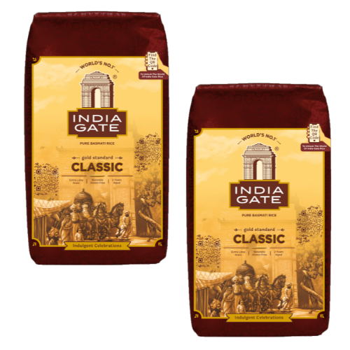 India Gate Classic Basmati Rice (Bundle of 2 x 1kg) - 2kg