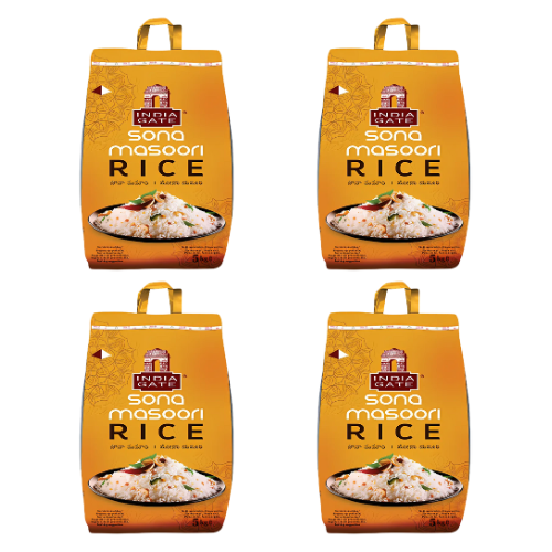 India Gate Sona Masoori Rice (Bundle of 4 x 5kg) - 20kg