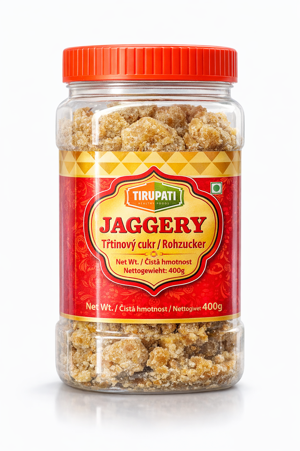 Tirupati Jaggery Gur (hnědý třtinový cukr, vcelku) (1kg)