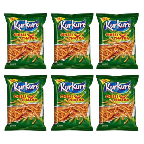 Kurkure Chilli Chatka / Křupky s chilli (Balení 6 x 75 to 90g) 450 - 540g