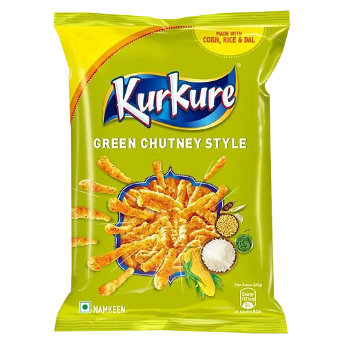Kurkure snack s příchutí zeleného čatní (68 - 90g)