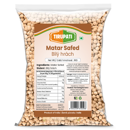 Tirupati Matar Safed / Sušený bílý hrách (1kg)