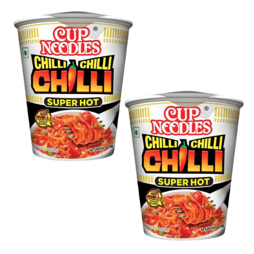 Nissin Chilli Cup Noodles / Instantní chilli nudle (Balení 2x70g) 140g SLEVA! [DMT: 02. září 2024]