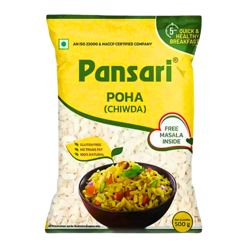 Pansari Poha / Powa / Rýžové vločky, střední (500g)