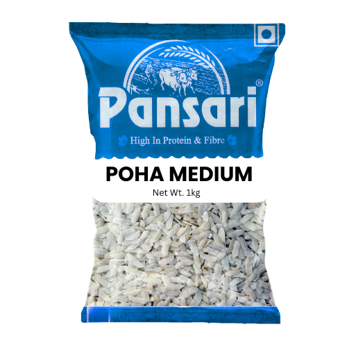 Pansari Poha / Powa / Rýžové vločky, střední (1Kg)