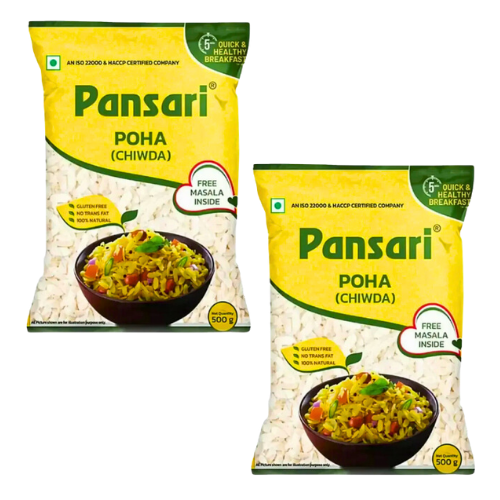 Pansari Poha / Rýžové vločky, střední (Balení 2x 500g) 1kg