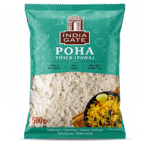 India Gate rýžové vločky (Poha) - hrubé (500g)