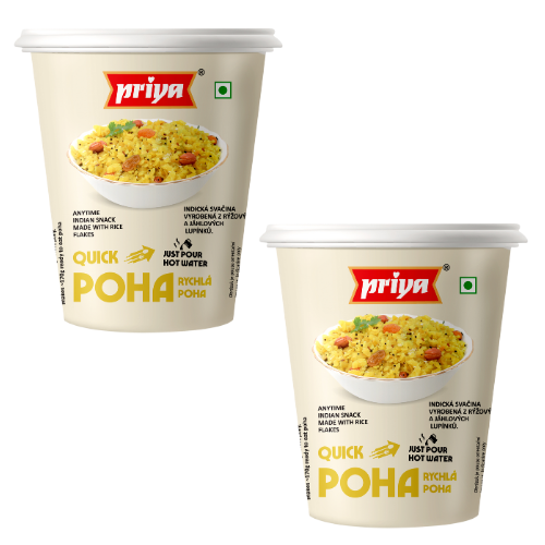 Priya Poha v kelímku / Kořeněné Rýžové vločky (Balení 2 x 80 g)