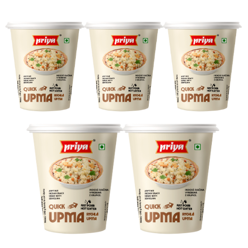 Priya Upma v Kelímku / Kořeněná Krupicová Kaše se zeleninou (Balení 5 x 80 g)