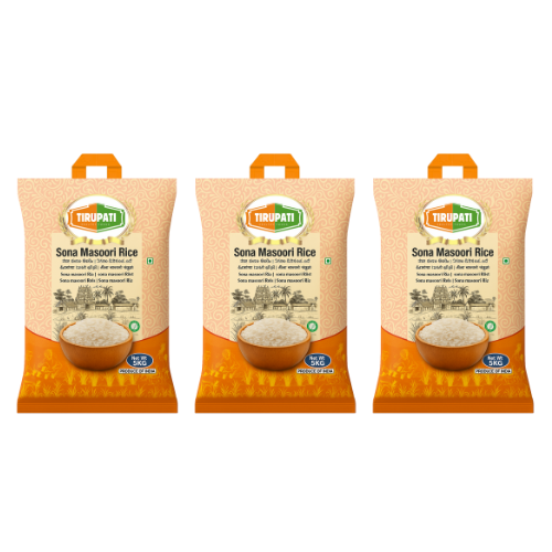 Tirupati Sona Masoori Rice (Bundle of 3 x 5kg) - 15kg