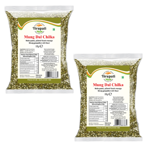 Tirupati neloupané, půlené fazole mungo (Balení 2 x 1kg) 2kg