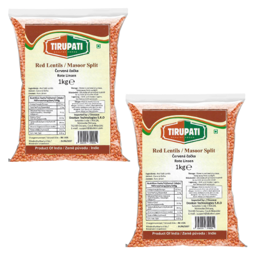 Tirupati půlená červená čočka (Balení 2 x 1kg) 2kg