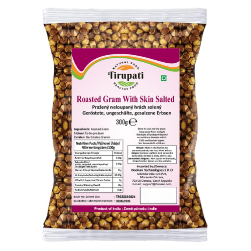 Tirupati Roasted Chana with Skin / Pražená cizrna, neloupaná (300g)