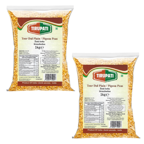 Tirupati Kajan indický (Toor dal) (Balení 2 x 1kg) 2kg