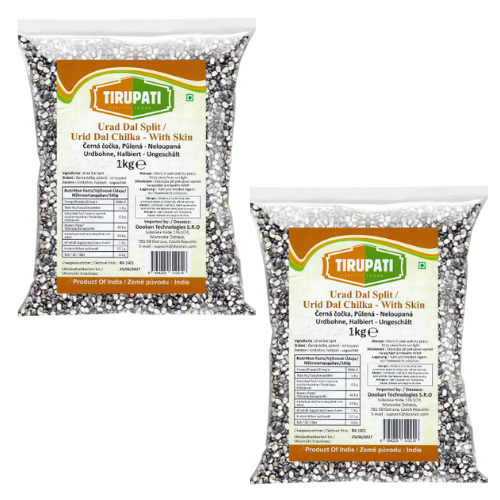 Tirupati půlená, neloupaná černá čočka (Balení 2 x 1kg) 2kg