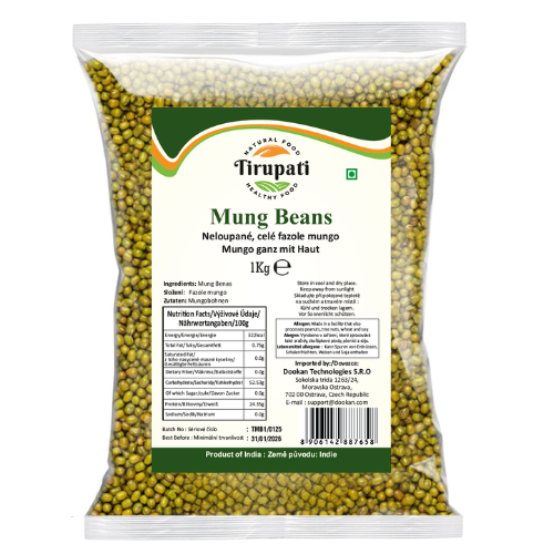 Tirupati neloupané, celé fazole mungo (1Kg)