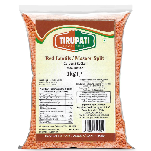 Tirupati půlená červená čočka (1kg)