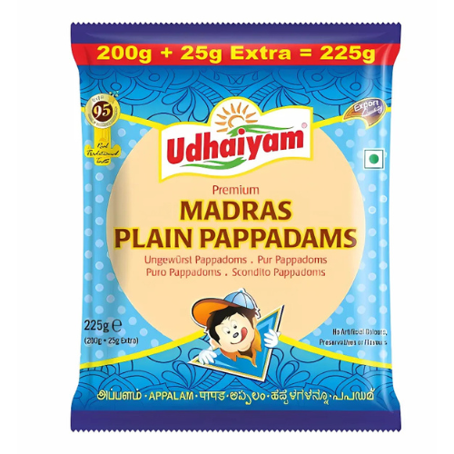 Udhaiyam Madras Plain Papadum (225g)