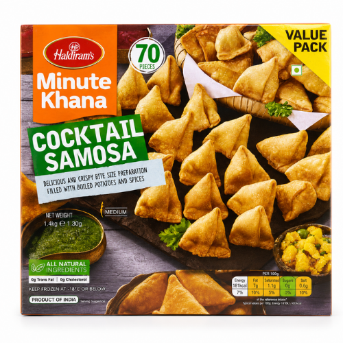 Haldiram's Cocktail Samosa (70 pieces) (1.4kg) - Frozen Item !!!