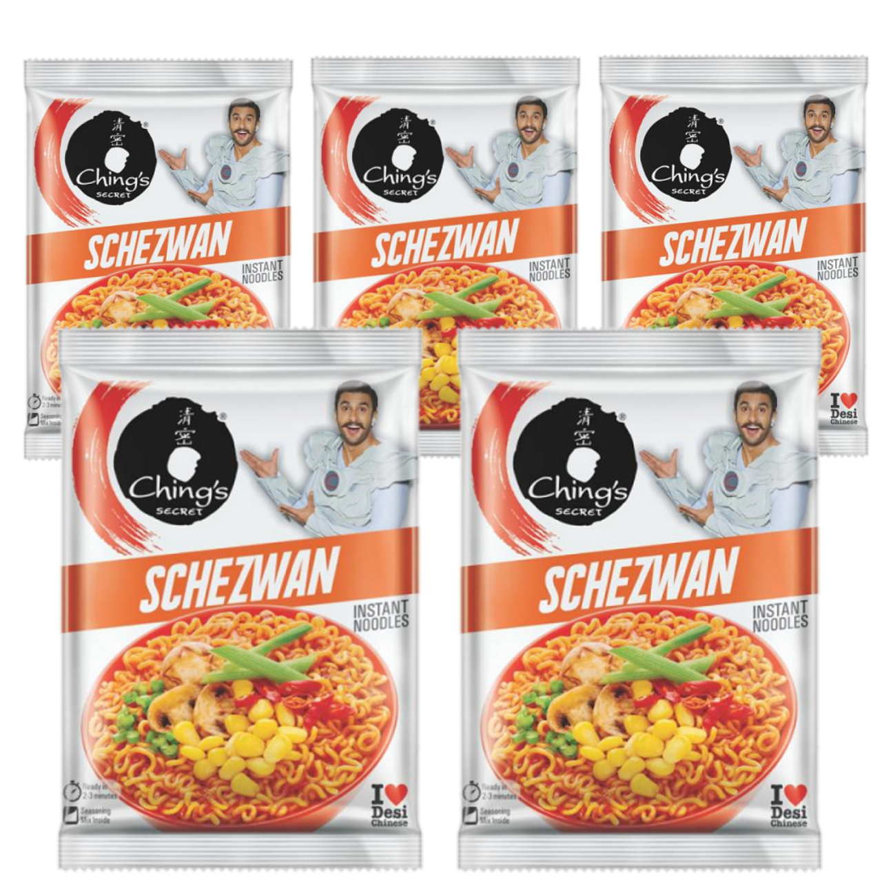 Chings Secret Schezwan Instant Noodles (Bundle of 5 x 60g)
