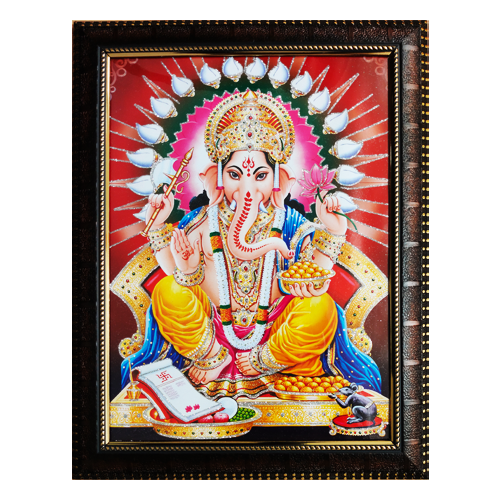 Shubh Labh Ganesh Framed Photo (14.5 x 18 Inches)(1Pc)