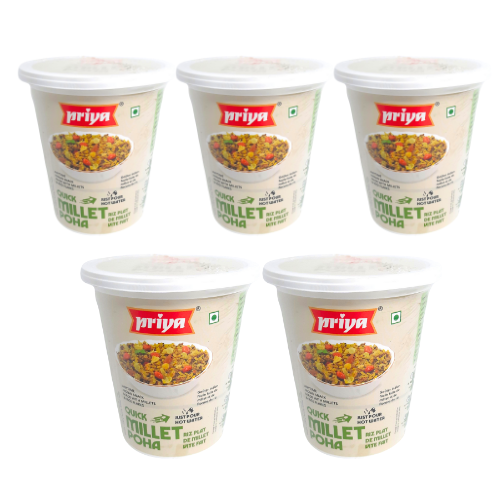 Priya Ready to Eat / Quick Millet Poha Cup (Bundle of 5 x 80g)