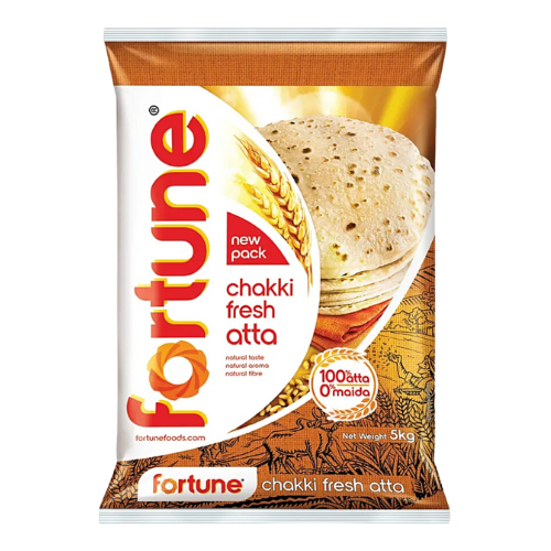 Fortune Chakki Atta / Whole Wheat Flour (5kg) - Export Pack !! - Damaged Packing