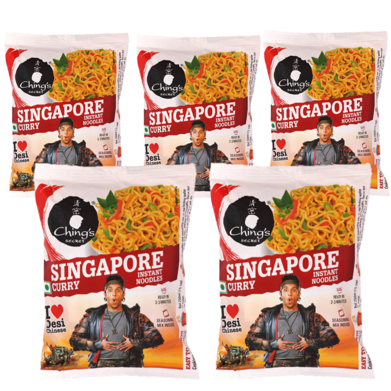 Chings Secret Singapore Curry Instant Noodles (Bundle of 5 x 60g)