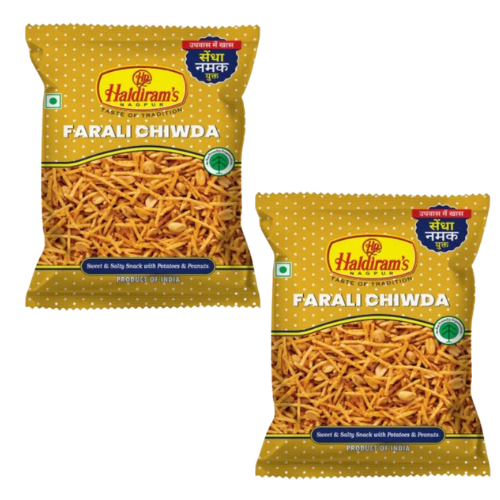 Haldiram's Farali Chiwda / Kořeněné bramborové nudličky s praženými arašídy (Balení 2x200 g) 400g