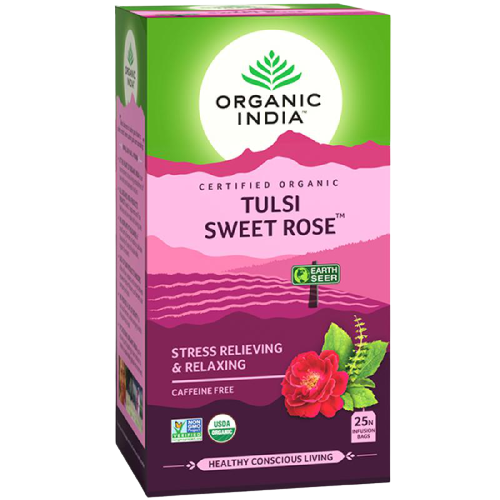 Organic India Tulsi Sweet Rose Infusion Bags (25 Tea Bags)