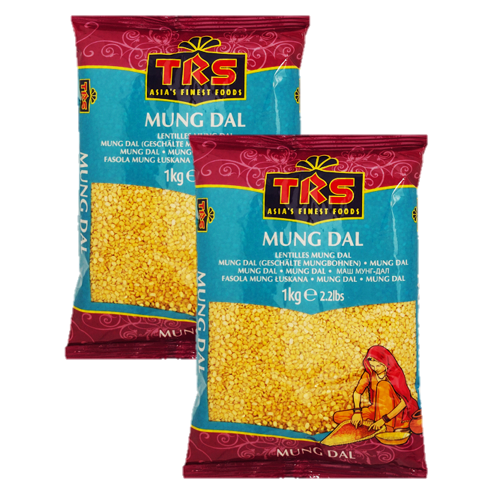 TRS Mung Dal Washed / Moong Dal Split Without Skin (Bundle of 2 x 1kg) - 2kg